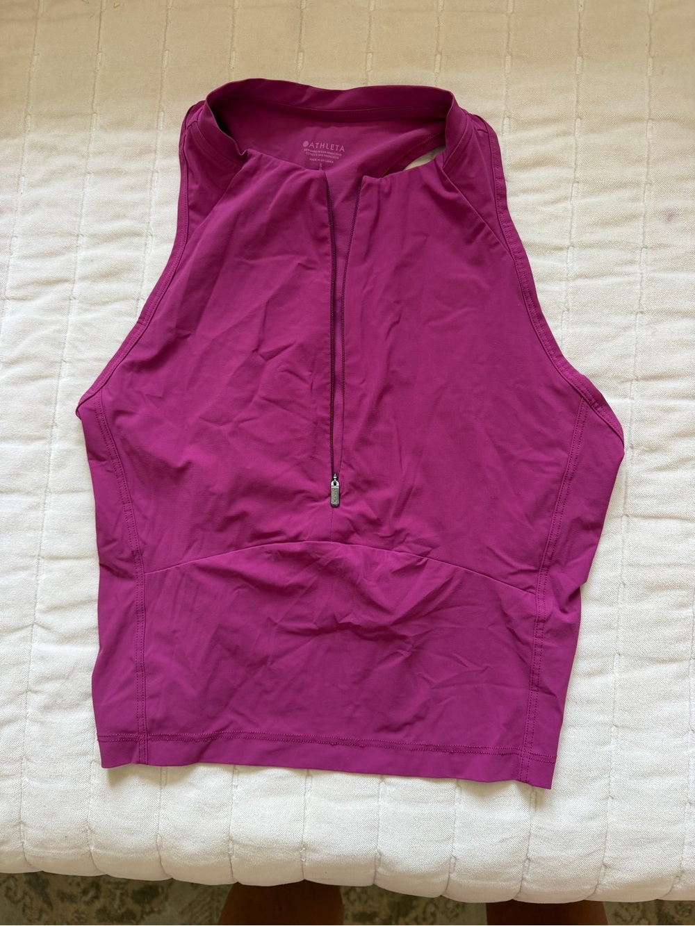 Athleta Deep Magenta Zip-Front High Neck Tank